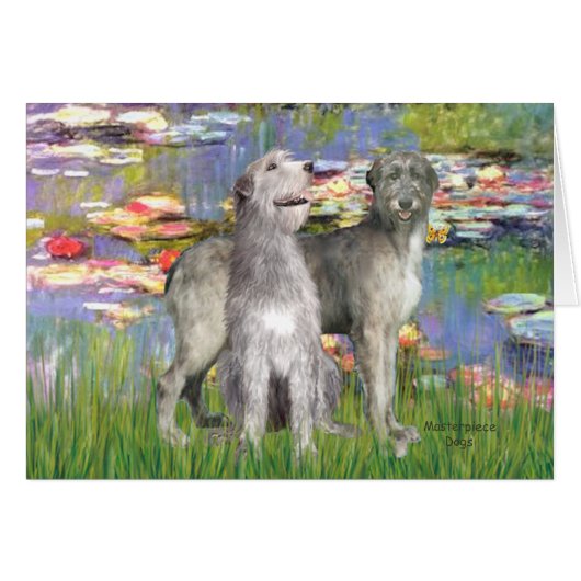 Irish Wolfhound Pair - Lilies 2 - Customized Cards (Front Horizontal)