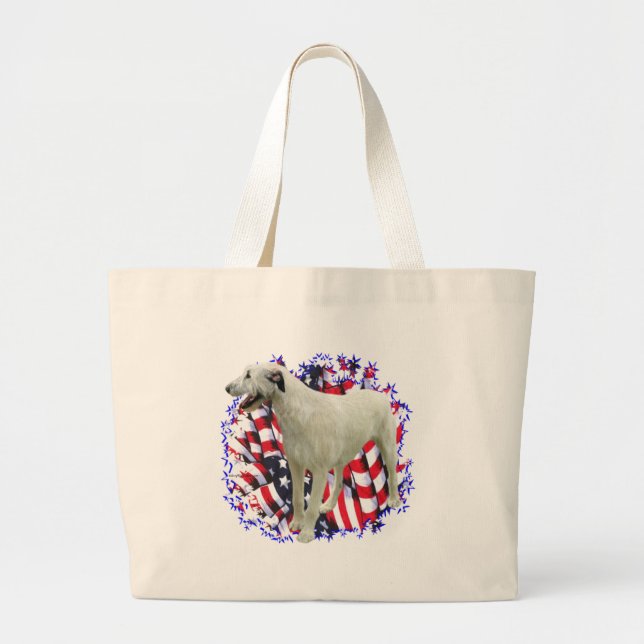 Irish Wolfhound Patriot Large Tote Bag (Front)