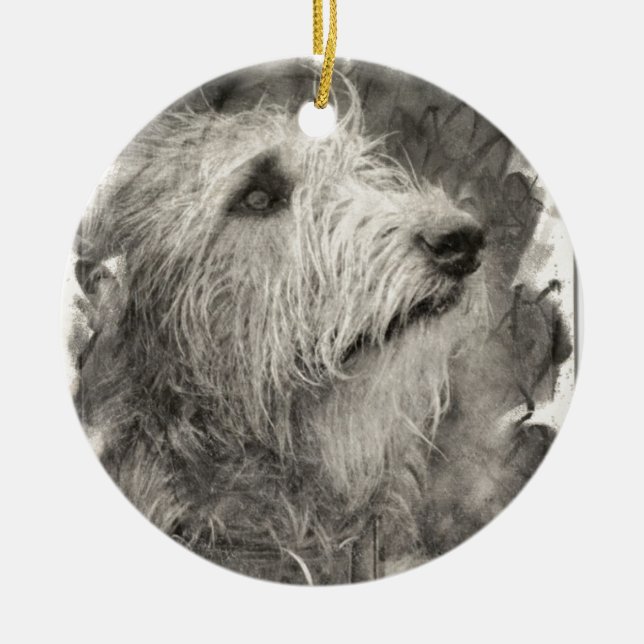 Irish Wolfhound perfect pose Ceramic Ornament (Front)