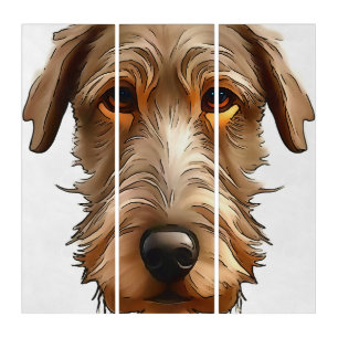 Irish Wolfhound Pet Portrait Black Outline Art