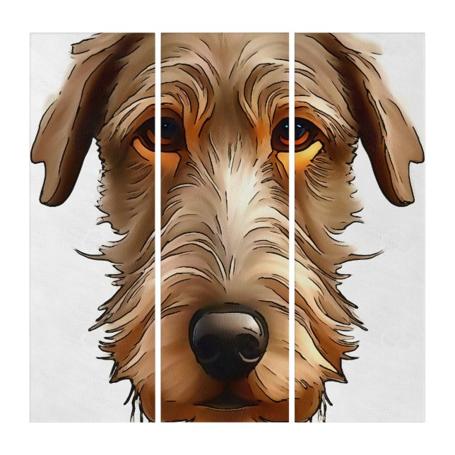 Irish Wolfhound Pet Portrait Black Outline Art (Front)