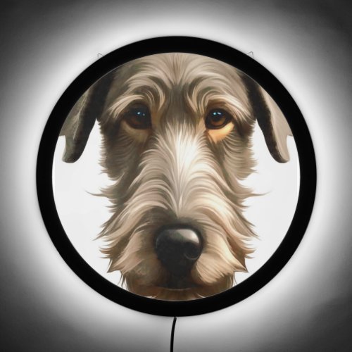 Irish Wolfhound Pet Portrait Painting Isolated LED Sign