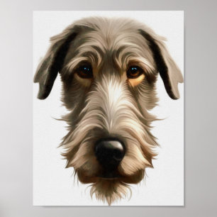 Irish Wolfhound Pet Portrait Painting Isolated on Poster