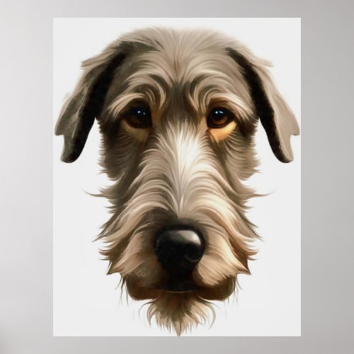Irish Wolfhound Pet Portrait Painting Isolated Poster