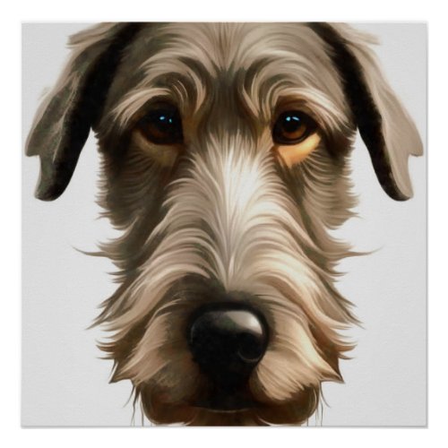 Irish Wolfhound Pet Portrait Painting Isolated Poster