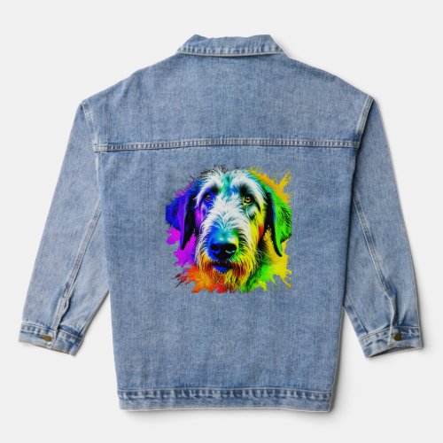 Irish Wolfhound Pop Art I Dog Lover I Splash Art W Denim Jacket
