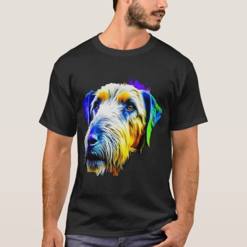 Irish Wolfhound Pop Art I Dog Lover I Splash Art W T_Shirt