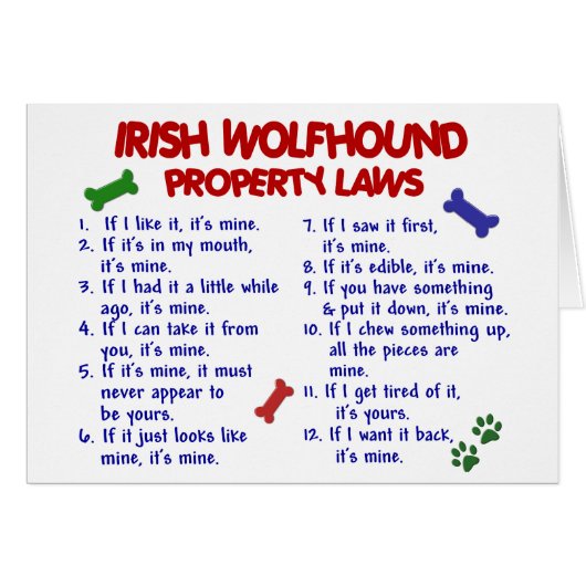 IRISH WOLFHOUND Property Laws 2 Cards (Front Horizontal)