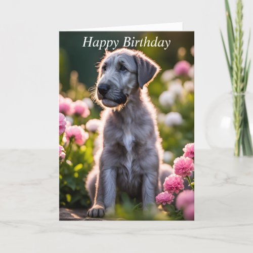 Irish Wolfhound puppy dog custom birthday card