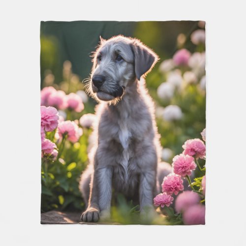 Irish Wolfhound puppy dog cute  Fleece Blanket