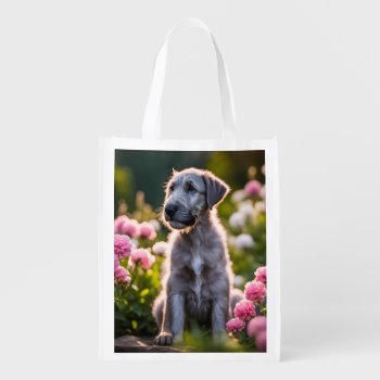 Irish Wolfhound Puppy Dog Cute  Grocery Bag by roughcollie at Zazzle