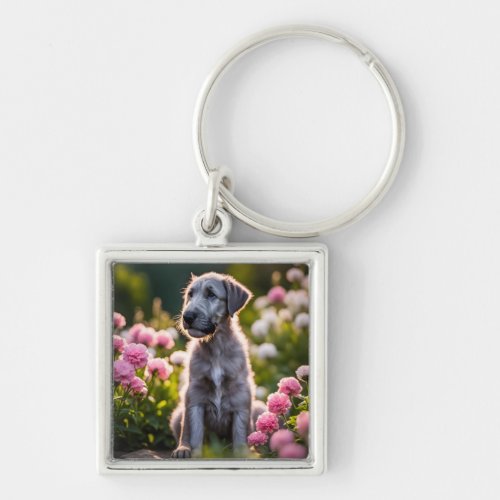 Irish Wolfhound puppy dog cute  Keychain
