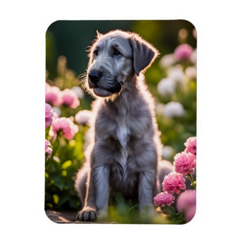 Irish Wolfhound puppy dog cute photo Magnet