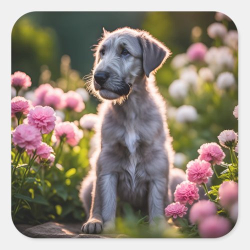 Irish Wolfhound puppy dog cute  Square Sticker
