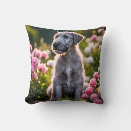 Irish Wolfhound puppy dog cute  Throw Pillow