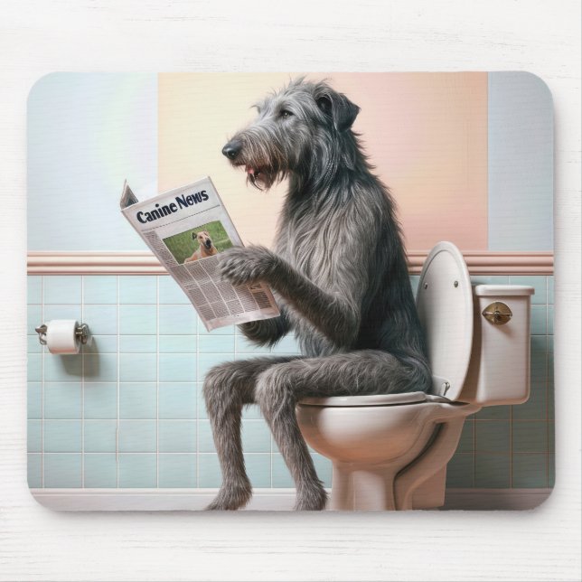 Irish Wolfhound Reading a Newspaper Mouse Pad (Front)