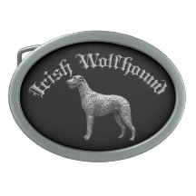 Irish Wolfhound Round Belt Buckle (Black/Silver)