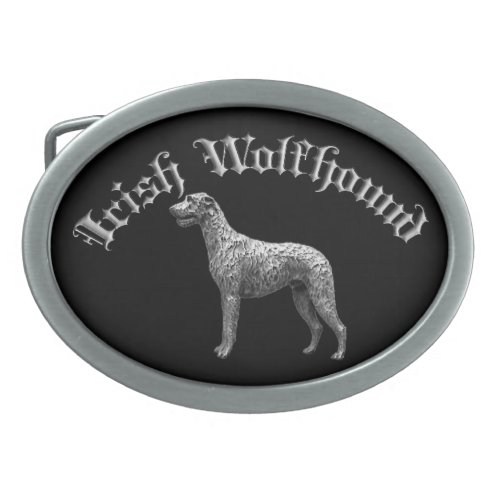 Irish Wolfhound Round Belt Buckle BlackSilver