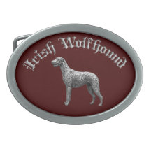 Irish Wolfhound Round Belt Buckle (Red/Silver)
