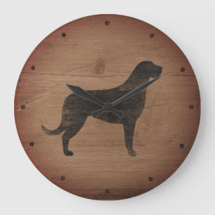 Irish Wolfhound Silhouette Rustic Large Clock