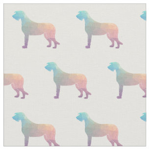 Irish Wolfhound Silhouette Tiled Fabric - Pastel