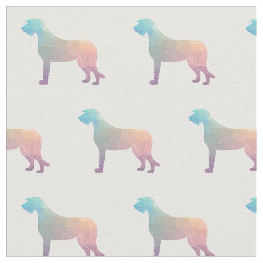 Irish Wolfhound Silhouette Tiled Fabric - Pastel