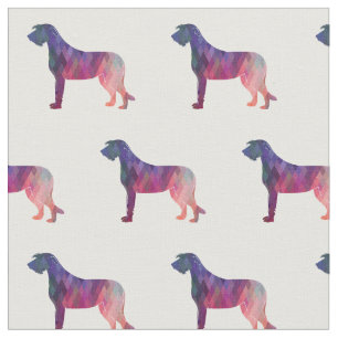 Irish Wolfhound Silhouette Tiled Fabric - Pink