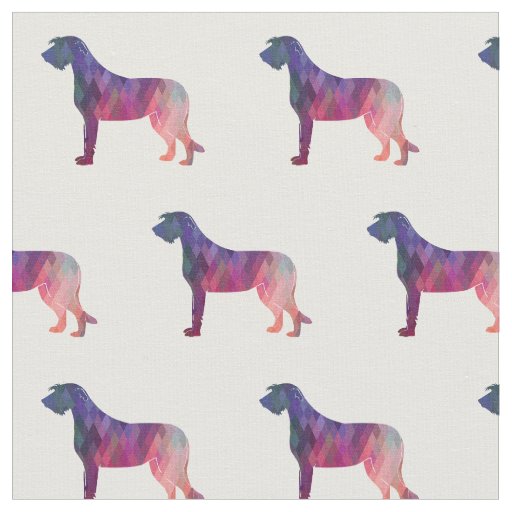 Irish Wolfhound Silhouette Tiled Fabric - Pink
