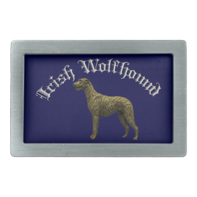 Irish Wolfhound Square Belt Buckle (Blue/Gold) (Front)
