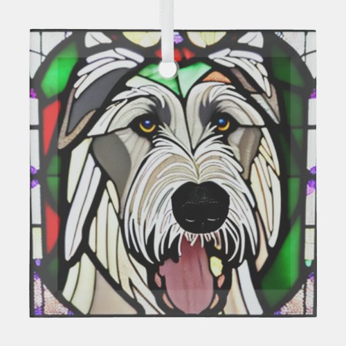 Irish Wolfhound Stained Glass Glass Ornament
