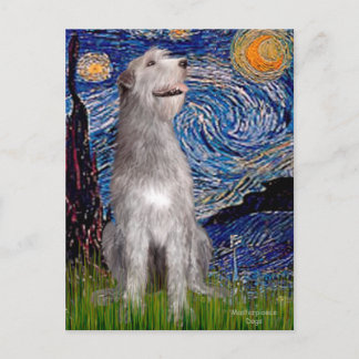 Irish Wolfhound - Starry Night (Vert) - Customized Postcard