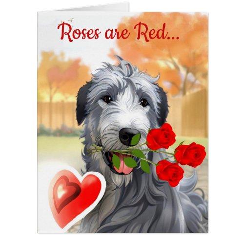 Irish Wolfhound Valentine artwork Greeting card
