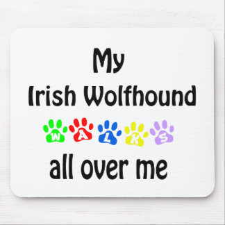 Irish Wolfhound Walks Design Mouse Pad