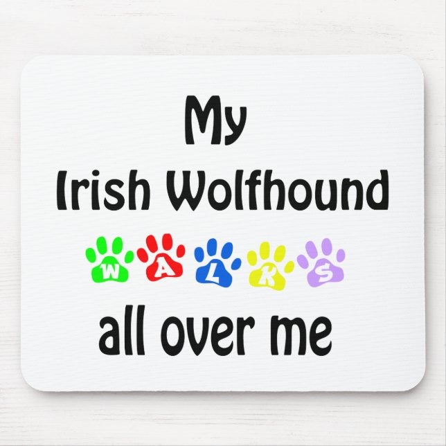 Irish Wolfhound Walks Design Mouse Pad (Front)