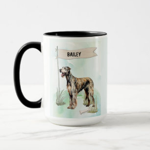 Irish Wolfhound Watercolor Personalized Dog Mug