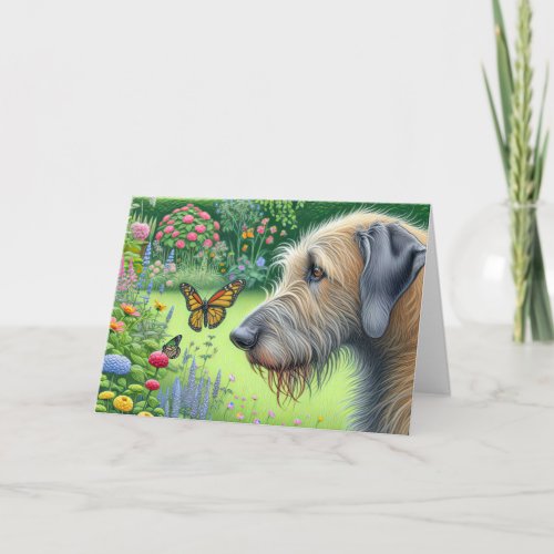 Irish Wolfhound With Butterflies Card