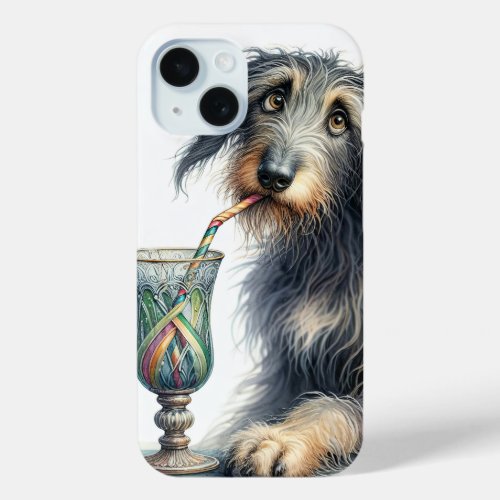 Irish Wolfhound With Retro Soda iPhone 15 Case