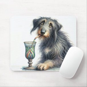 Irish Wolfhound With Retro Soda Mouse Pad
