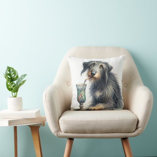 Irish Wolfhound With Retro Soda Throw Pillow