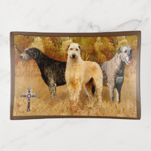 Irish Wolfhounds & Cross Trinket Tray