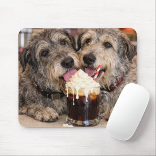 Irish Wolfhounds Enjoying a Root Beer Float Mouse Pad