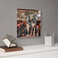 Irish Wolfhounds In Retro Diner