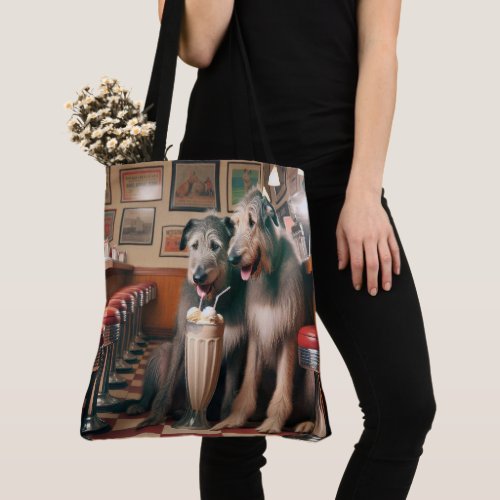 Irish Wolfhounds In Retro Diner Tote Bag