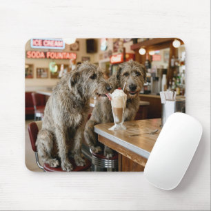 Irish Wolfhounds Sharing a Milkshake Mouse Pad