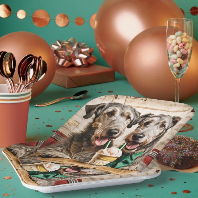 Irish Wolfhounds With Ice Cream Soda Paper Plates (Multi)