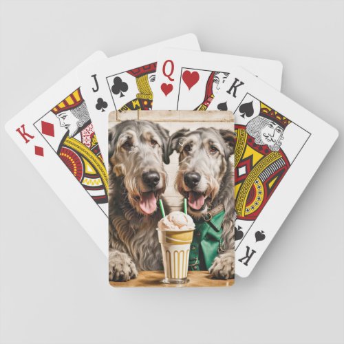 Irish Wolfhounds With Ice Cream Soda Playing Cards