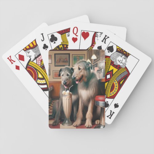Irish Wolfhounds With Ice Cream Soda Playing Cards