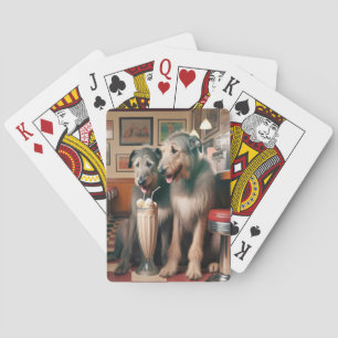 Irish Wolfhounds With Ice Cream Soda Poker Cards