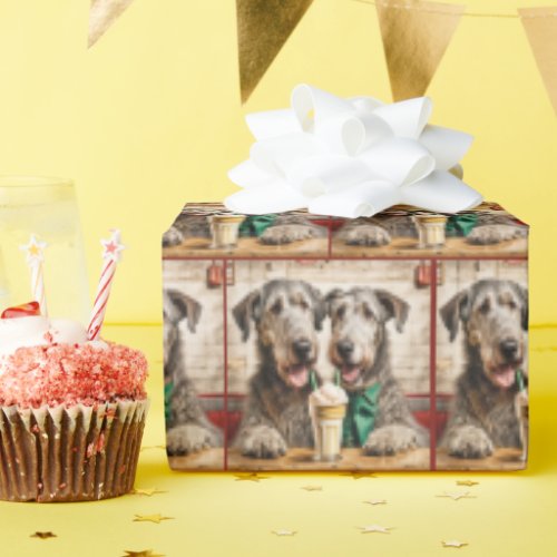 Irish Wolfhounds With Ice Cream Soda Wrapping Paper
