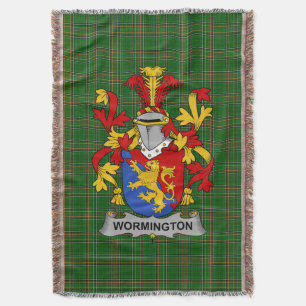 Irish Wormington Coat of Arms Family Crest Irelan Throw Blanket